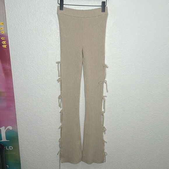 GUIZIO Rib Knit Tie Pant in Light Oat Small Revolve Cashmere - Picture 2 of 16